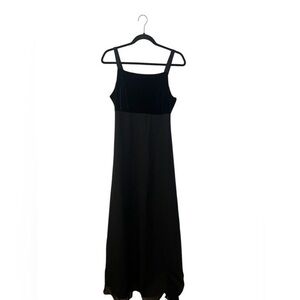 Rhapsody Vintage Black Sleeveless Square Neck Maxi evening dress